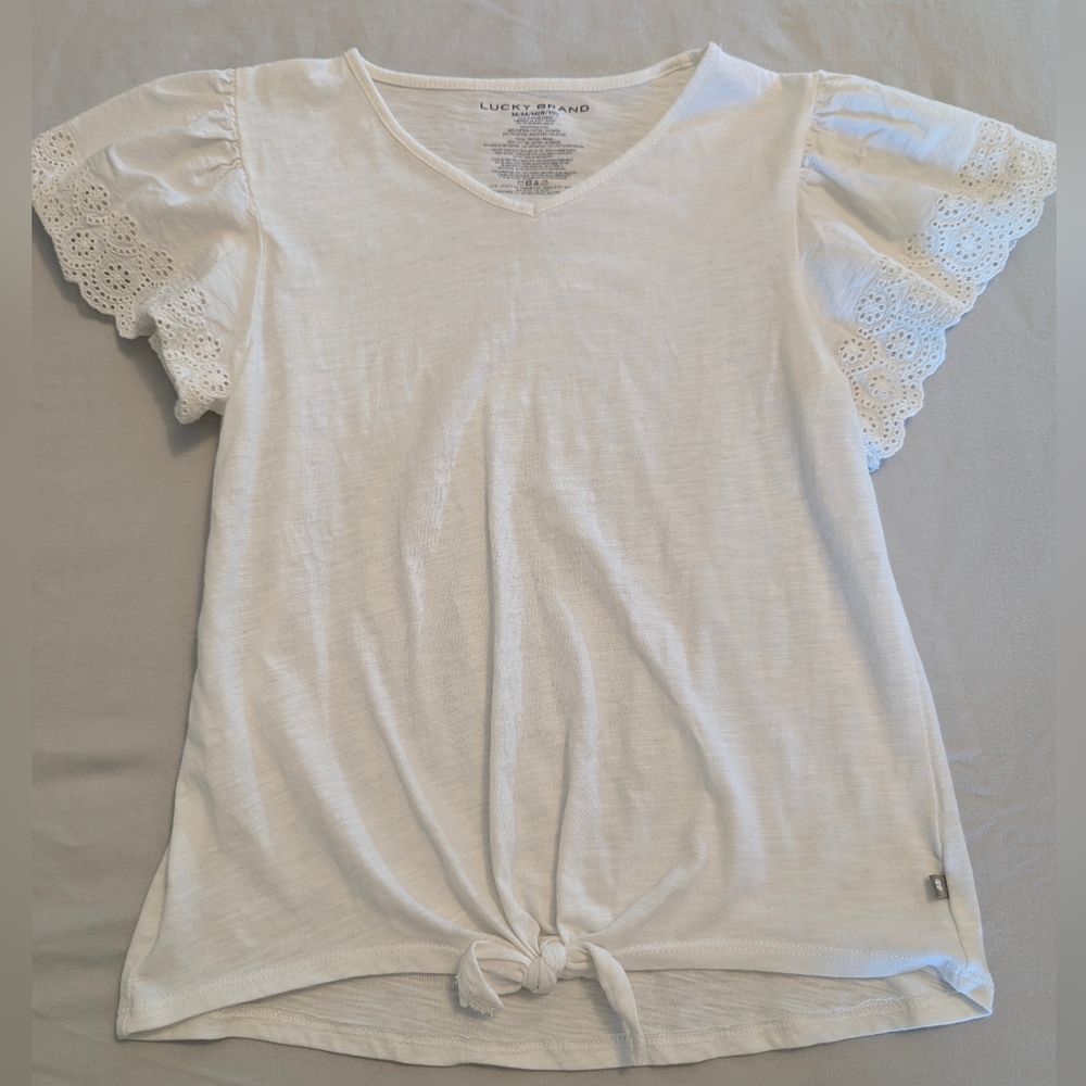 Lucky Kid's White Eyelet Sleeve Top